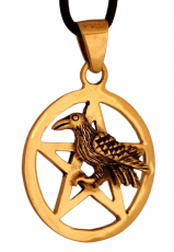 Wotans Rabe mit Pentagramm - Kettenanhnger aus Bronze