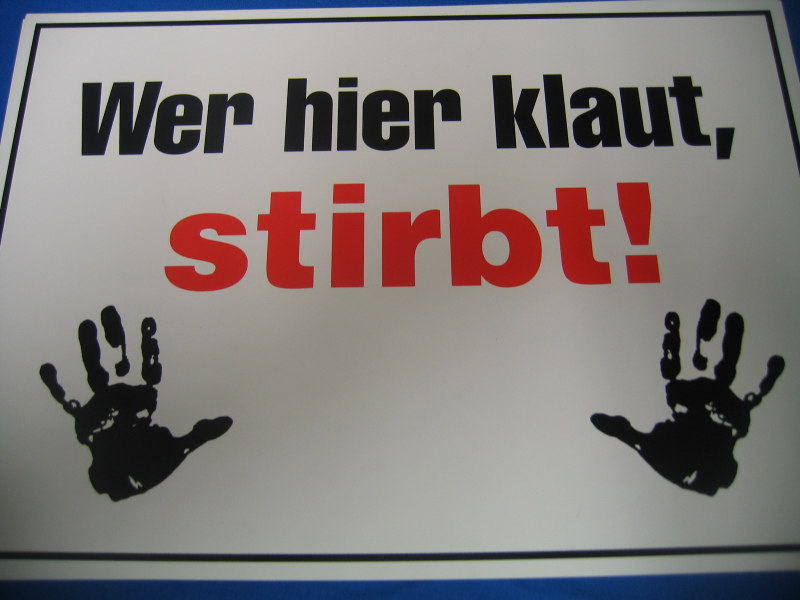 Wer hier klaut, stirbt (Trschild)