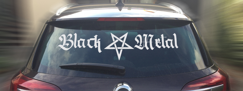 Black Metal + Pentagramm [lang] Heckscheibenaufkleber