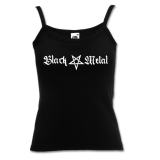 Black Metal + Pentagram [long] Girly Spaghetti-Strap-Shirt